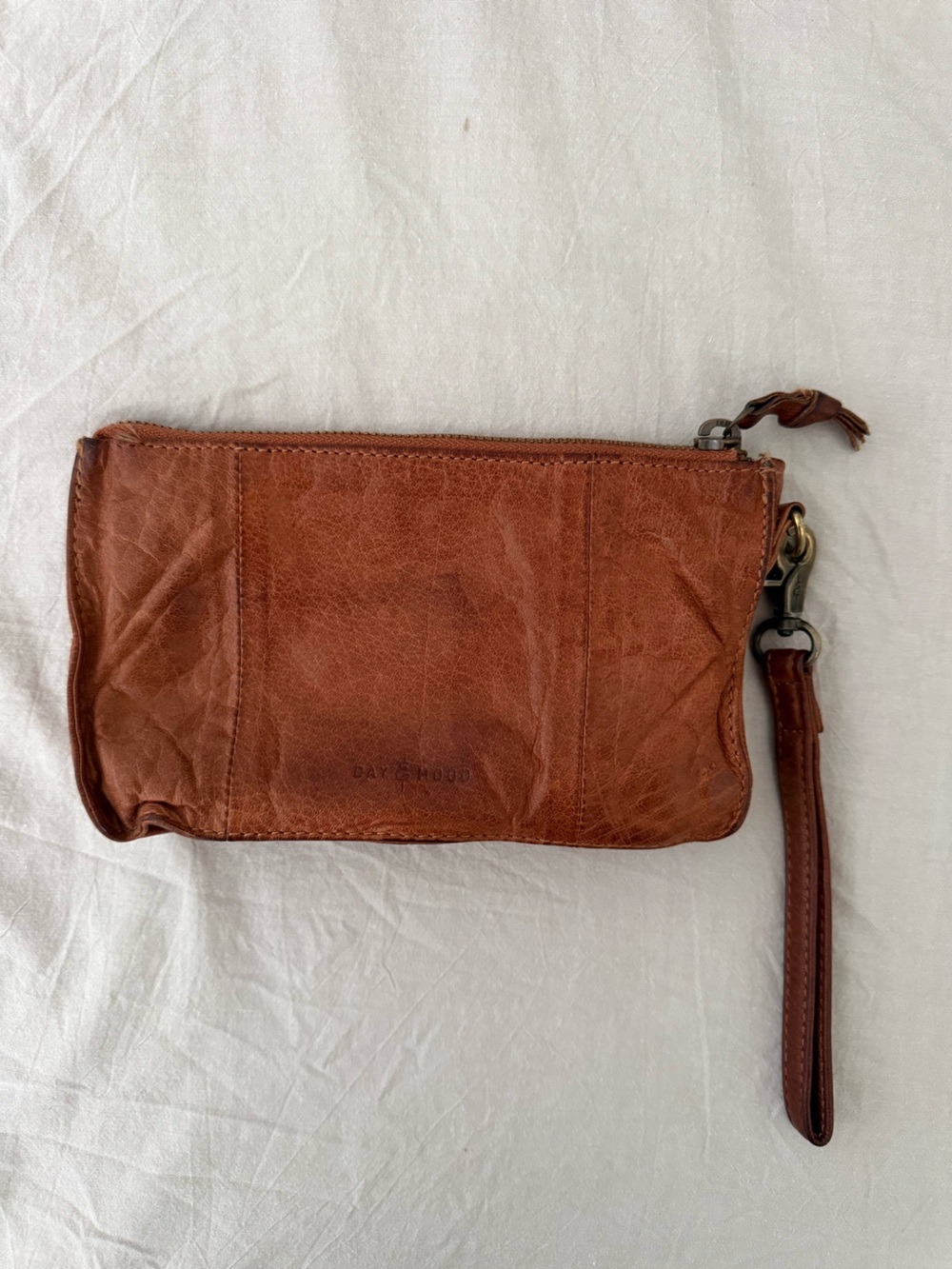 DAY & MOOD Tan Leather Wristlet Clutch
